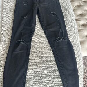 Express Black Distressed Skinny Jeans